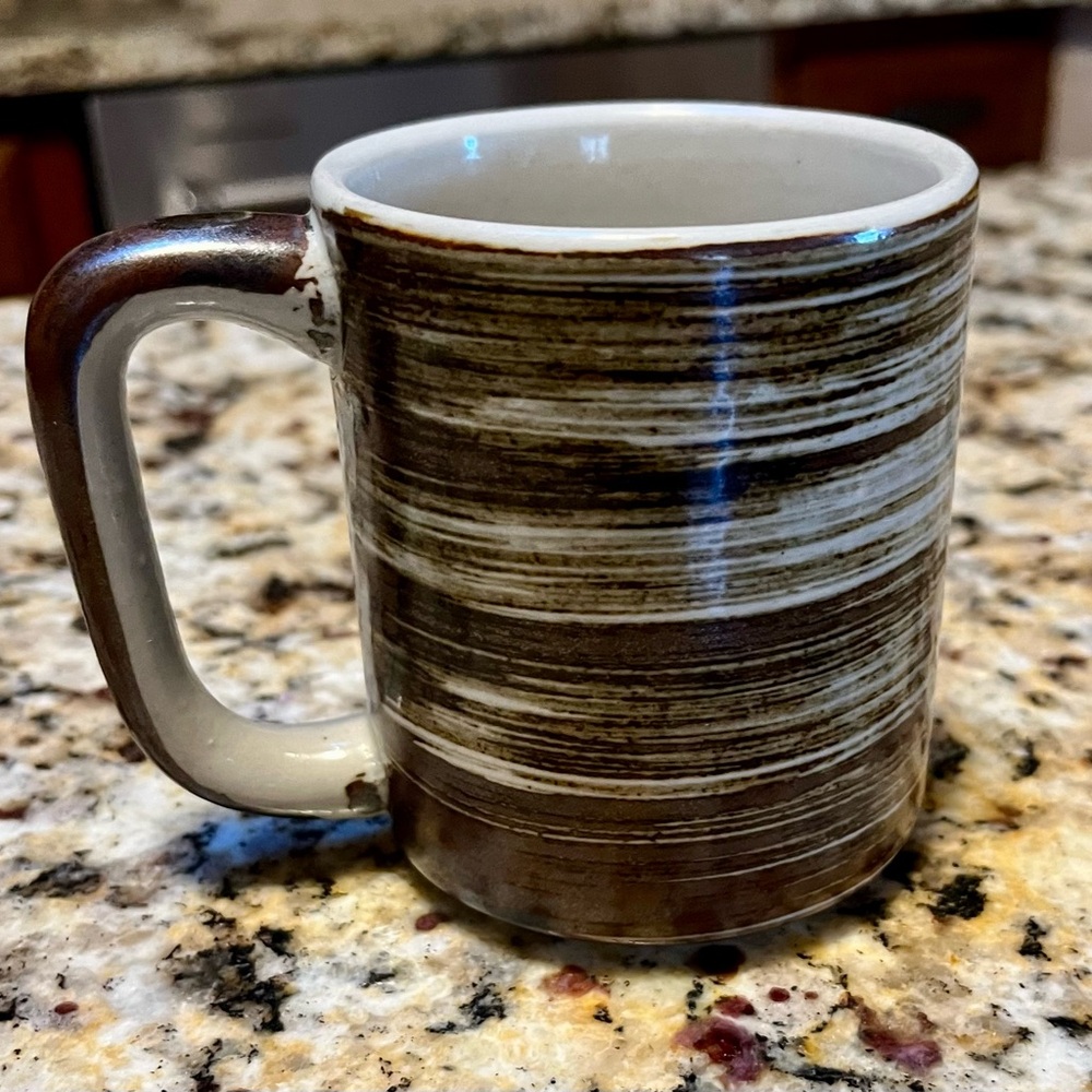Rustic Brown Striped Wood Grain Stoneware Mug